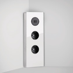 Hörnbox Mira vit glas 2-vägs med 2x USB-A