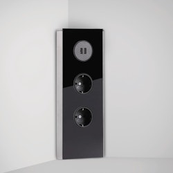 Hörnbox Mira svart glas 2-vägs med 2x USB-A