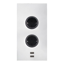 Hörnbox Asta 2-vägs vit med 2x USB-A