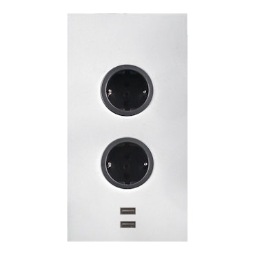 Hörnbox Asta 2-vägs vit med 2x USB-A