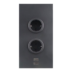 Hörnbox Asta 2-vägs svart med 2x USB-A
