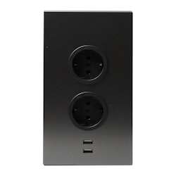 Hörnbox Asta 2-vägs gun metal med 2x USB-A