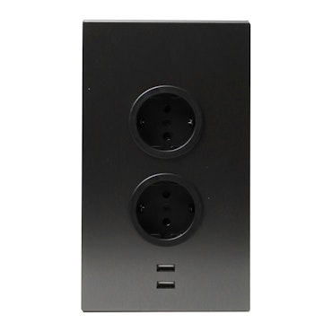Hörnbox Asta 2-vägs gun metal med 2x USB-A