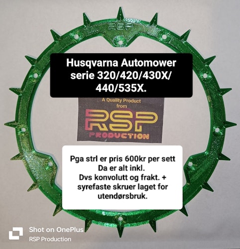 Spikshjulsett for Husqvarna Automower serie. 320 / 415 / 420 / 430X/435 / 440/535X