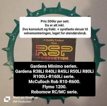 Gardena Minimo serie. Passer på flere typer robotklippere. Se bilde for info