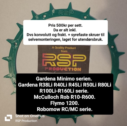 Gardena Minimo serie. Passer på flere typer robotklippere. Se bilde for info