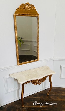 Konsollbord med marmorskiva & Spegel