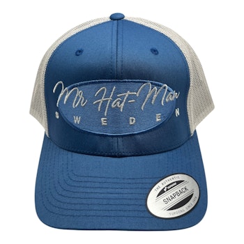 YP6606 Trucker - Steel Blue/Silver with blue oval and white text