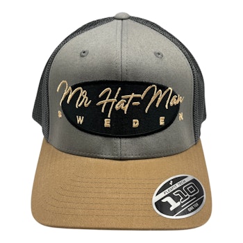 Premium YP110T Trucker-Earh Tone Mesh Stretch Adjustable with black oval and light brown text