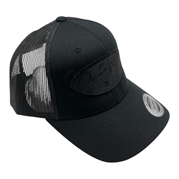YP6606 Classic Trucker Black-Black with black oval and text