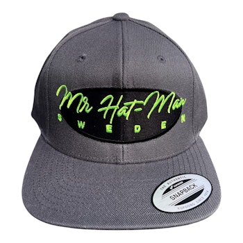 YP6606 Classic Snapback Dark Grey with black front oval and green text