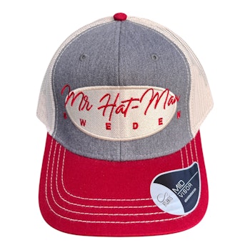 Atlantis Sonic trucker Cardinal/Grey/Kaki with white oval and red text