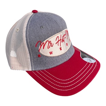 Atlantis Sonic trucker Cardinal/Grey/Kaki with white oval and red text