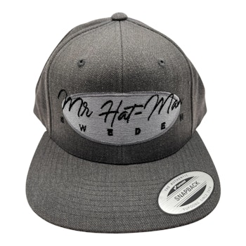 YP6089M SnapBack Dark Grey with a silver front oval and black text
