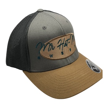 Premium YP110T Trucker-Earh Tone Mesh Stretch Adjustable with light brown oval and green text