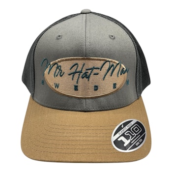 Premium YP110T Trucker-Earh Tone Mesh Stretch Adjustable with light brown oval and green text