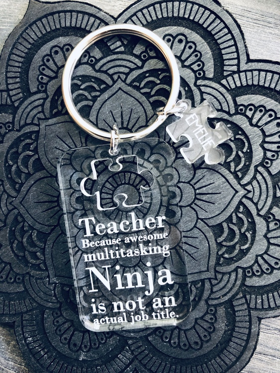 Teacher Ninja! Nyckelring med eget namn