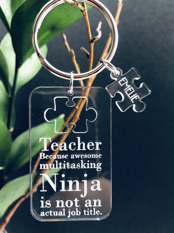 Teacher Ninja! Nyckelring med eget namn