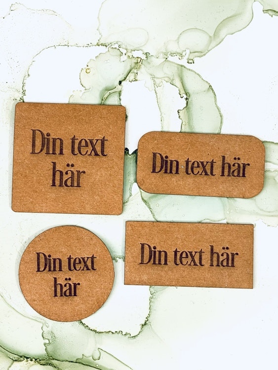 Etikett i konstläder - egen text