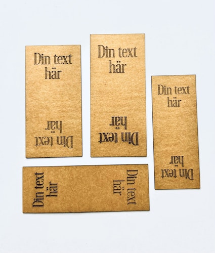 10-pack dubbelvikt etikett i konstläder - egen text
