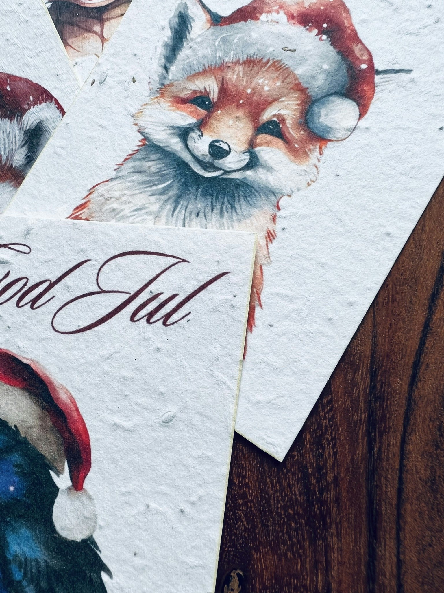 Planterbart frökort - Julkort; God Jul, olika djur