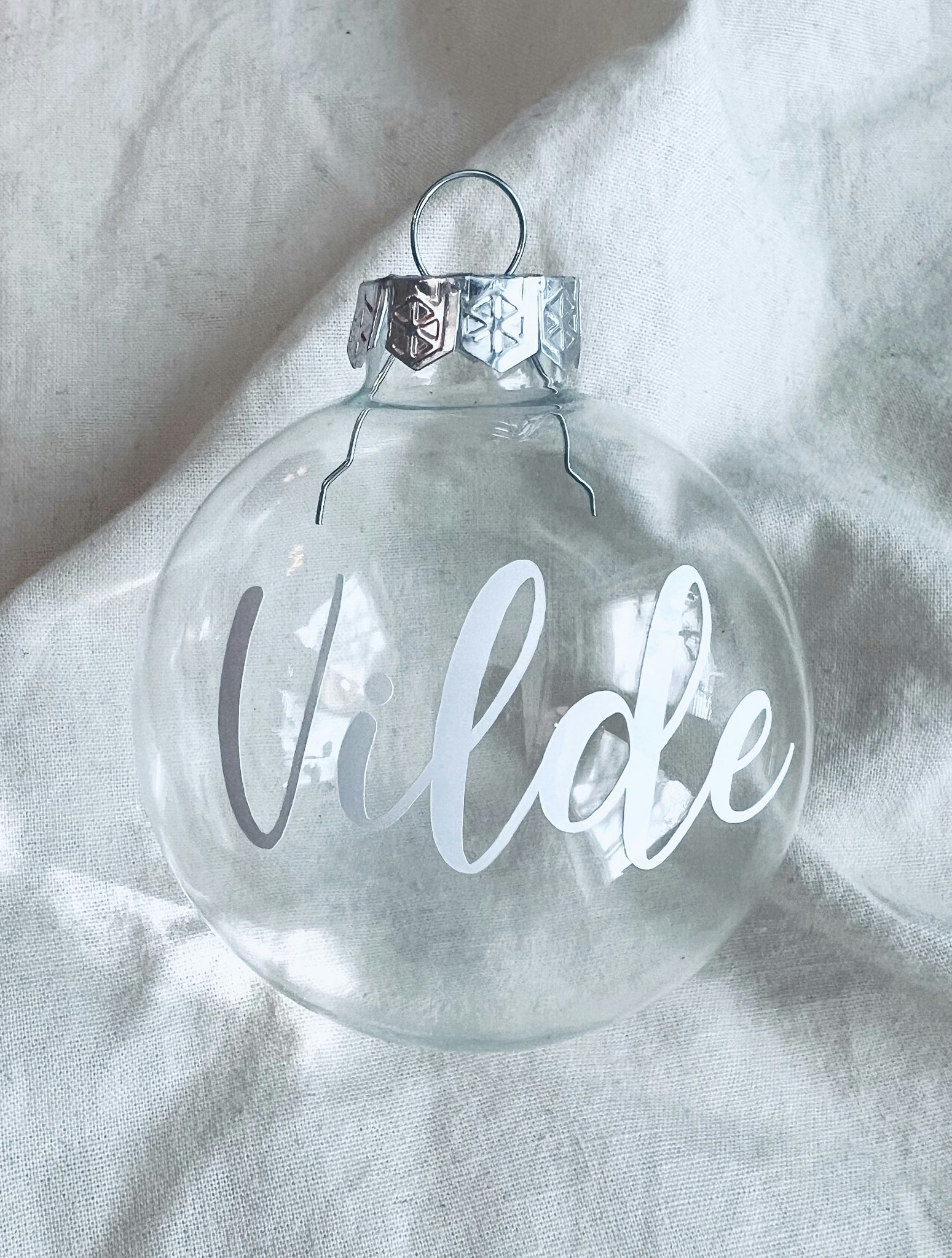 ” Frosty the Snowman” Julkula med namn - Glas