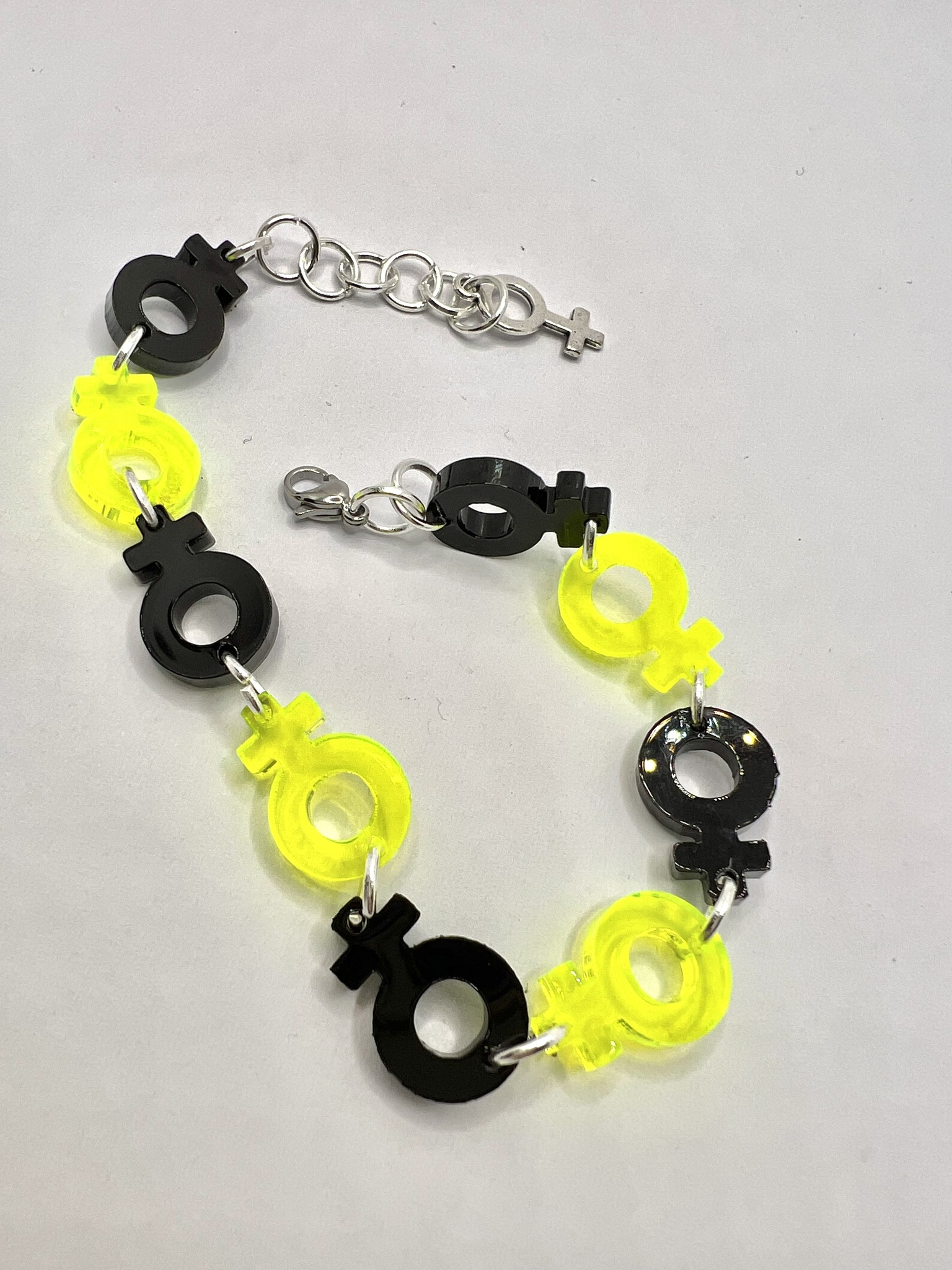 Venus Chain, Neon Yellow & Black - armband