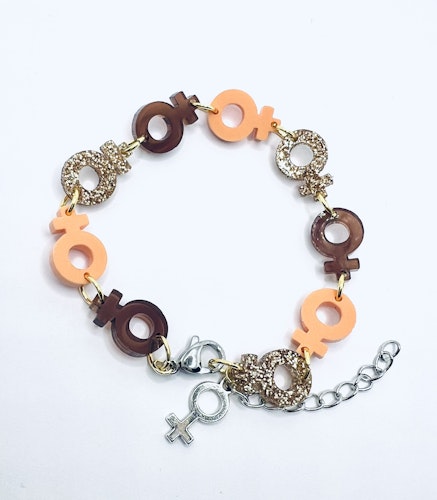 Venus Chain, Just Peachy, Coffe & Gold - armband