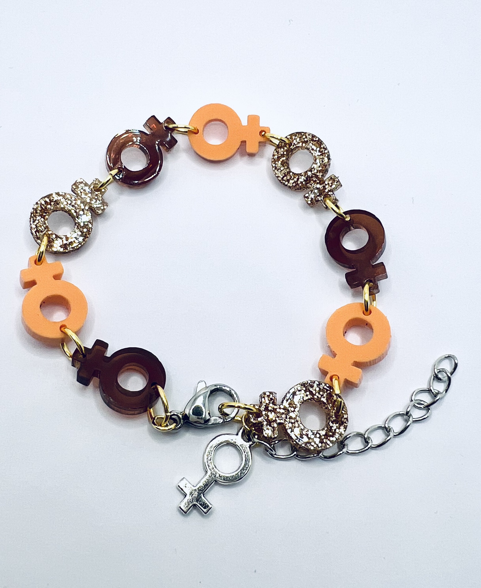 Venus Chain, Just Peachy, Coffe & Gold - armband