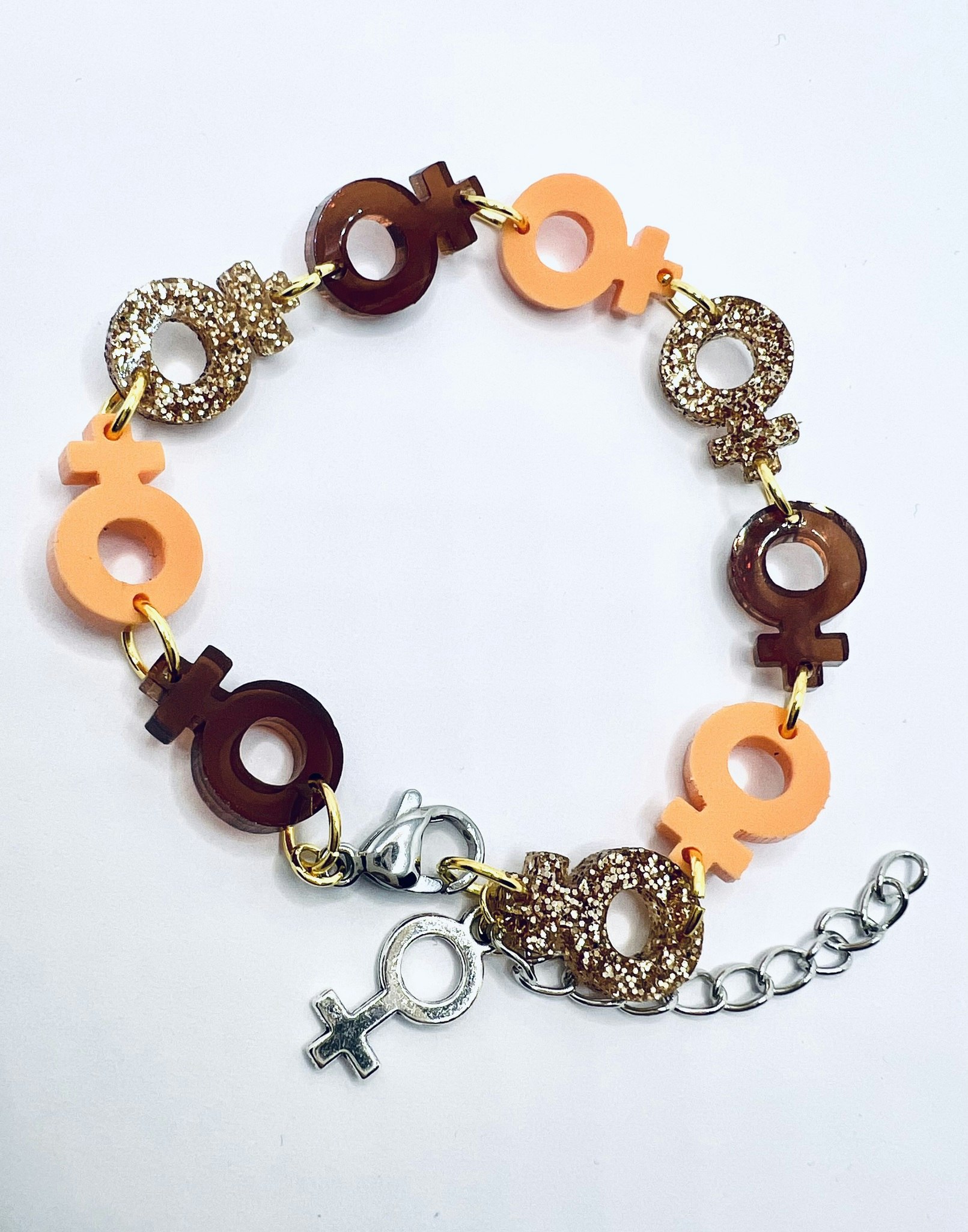 Venus Chain, Just Peachy, Coffe & Gold - armband