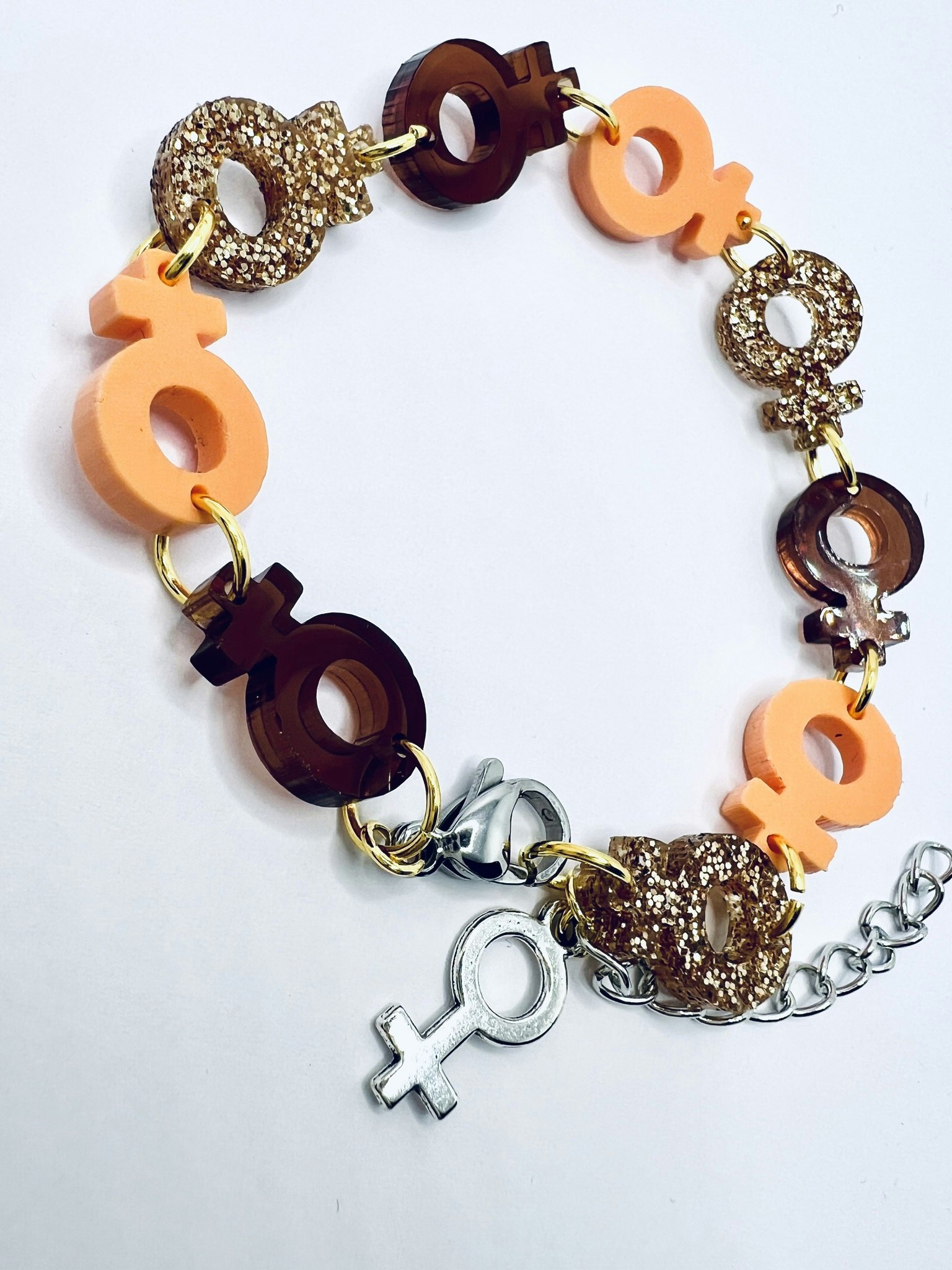 Venus Chain, Just Peachy, Coffe & Gold - armband