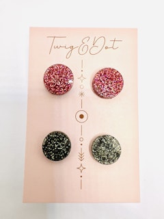 Black & Pink studs - stift