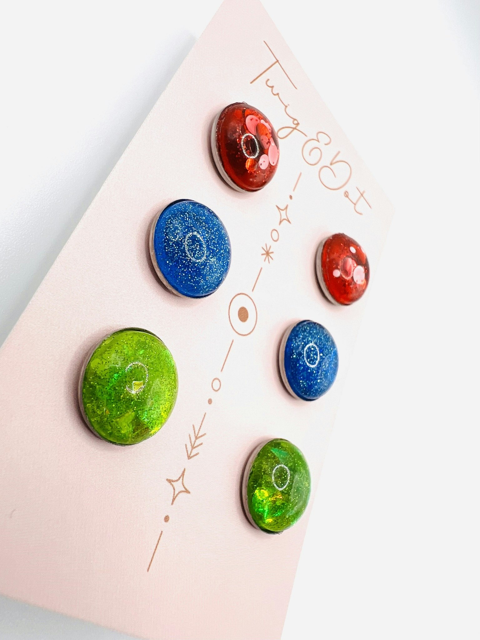 Candy Buttons - Trepack; röd, blå, grön