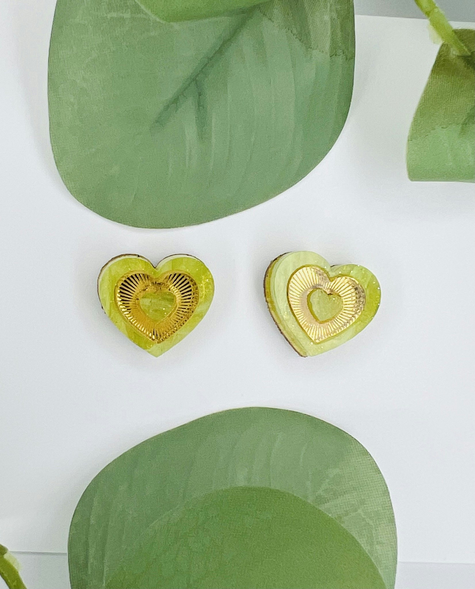 Mini Radiant Heart - Golden Green