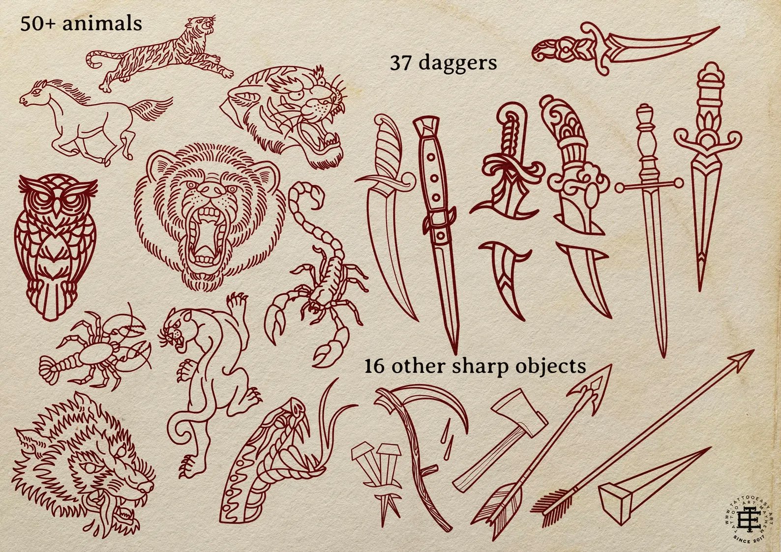 The Traditional Toolkit 1000+, Creative Procreate tattoo design kit for artists, Procreate Tattoo art, tattoo design bundle, tattoo artists