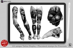 Procreate, Tattoo Display / Placement, 145 ready made body parts, tattoo stamps, tattoo designer, tattoo artist