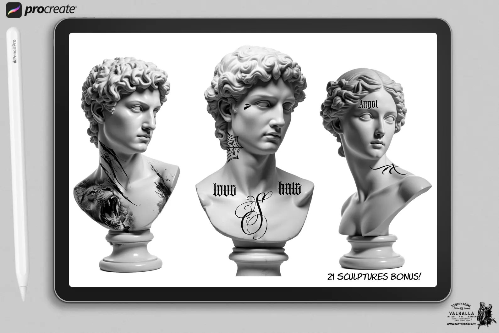 Procreate, Tattoo Display / Placement, 145 ready made body parts, tattoo stamps, tattoo designer, tattoo artist