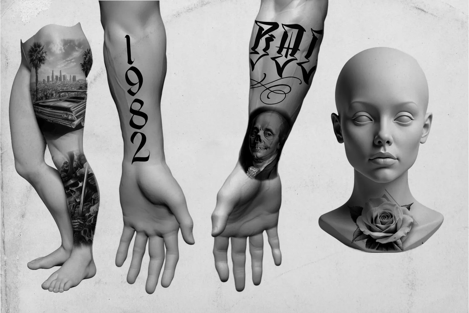 Procreate, Tattoo Display / Placement, 145 ready made body parts, tattoo stamps, tattoo designer, tattoo artist