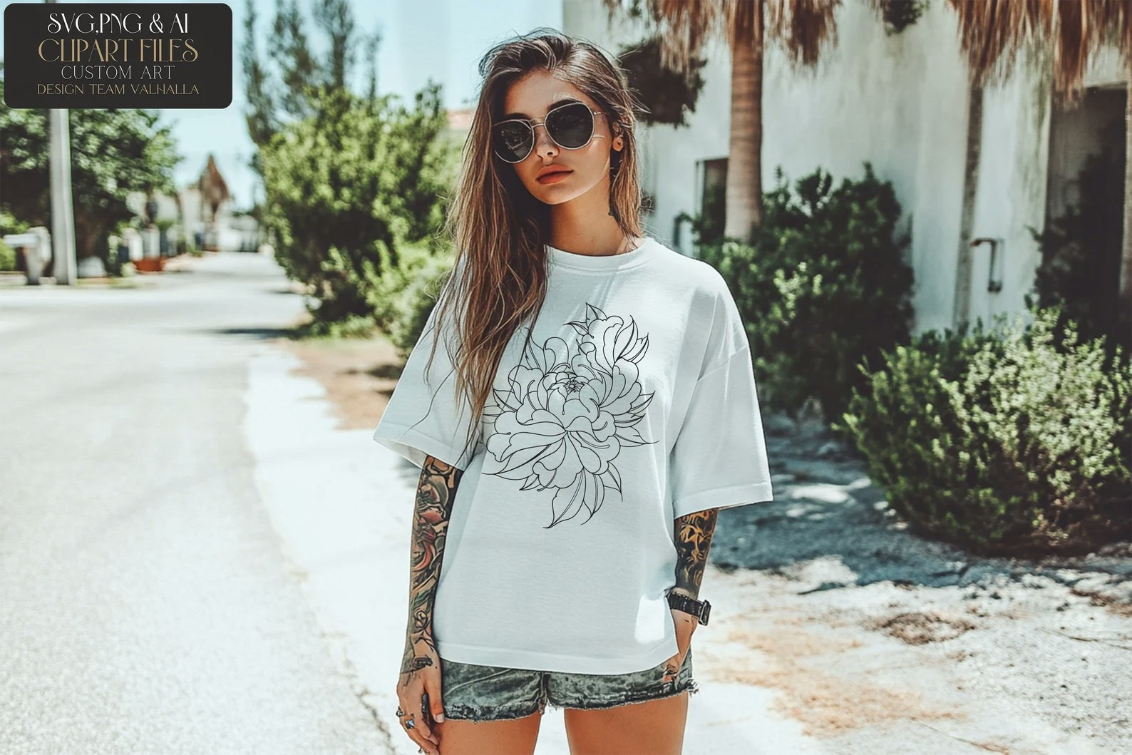 100 tattoo inspired Traditional flowers drawn by hand - .svg .png .ai & Procreate files included