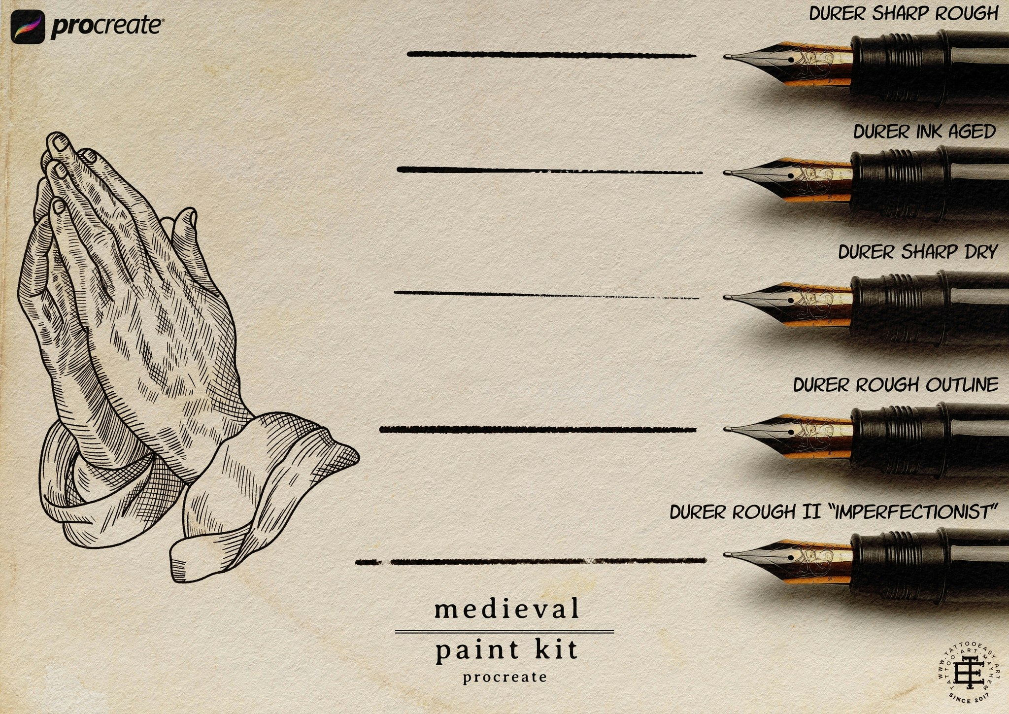 Procreate, Medieval Ink ~ 235+ custom made brushes inspired by the dark ages