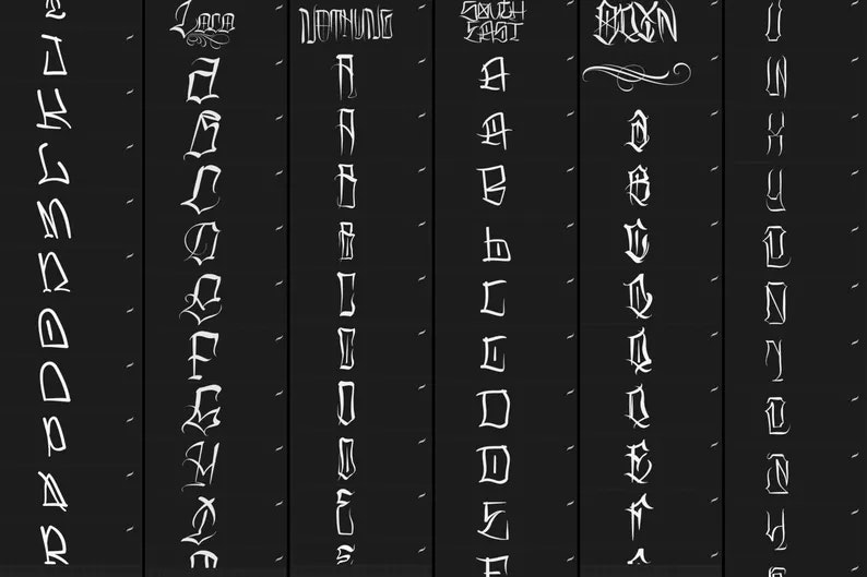 Procreate, Tattoo lettering 4, 16 custom fonts + extras
