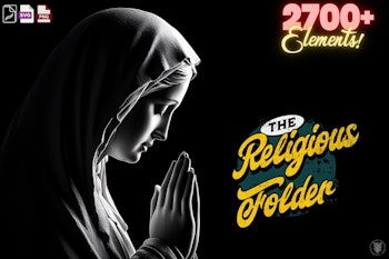 The Religious Folder - XL, Procreate stamps, Svg files, Png files, 2700+ elements, Tattoo flash, Tattoo ideas, Religious designs