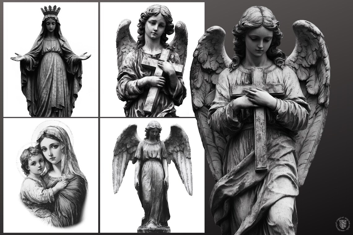 The Religious Folder - XL, Procreate stamps, Svg files, Png files, 2700+ elements, Tattoo flash, Tattoo ideas, Religious designs