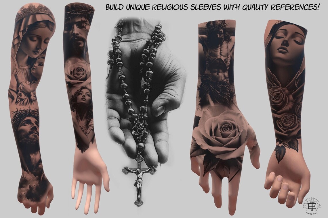 The Religious Folder - XL, Procreate stamps, Svg files, Png files, 2700+ elements, Tattoo flash, Tattoo ideas, Religious designs