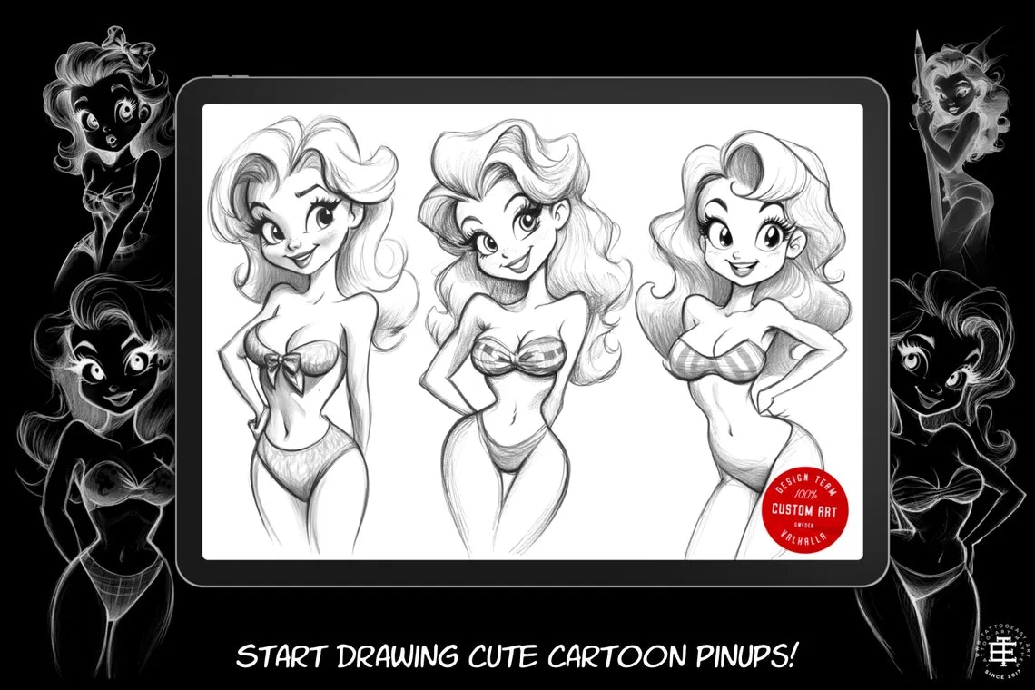 The Pinup Reference Library - XXL, Procreate stamps, Svg files, Png files, 4300+ elements, Tattoo flash, Tattoo ideas, Pinup designs