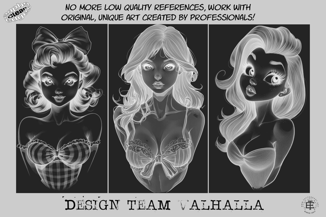 The Pinup Reference Library - XXL, Procreate stamps, Svg files, Png files, 4300+ elements, Tattoo flash, Tattoo ideas, Pinup designs