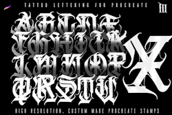Procreate, Tattoo lettering vol.3 1000 stamps & brushes, mega bundle, creative lettering toolbox