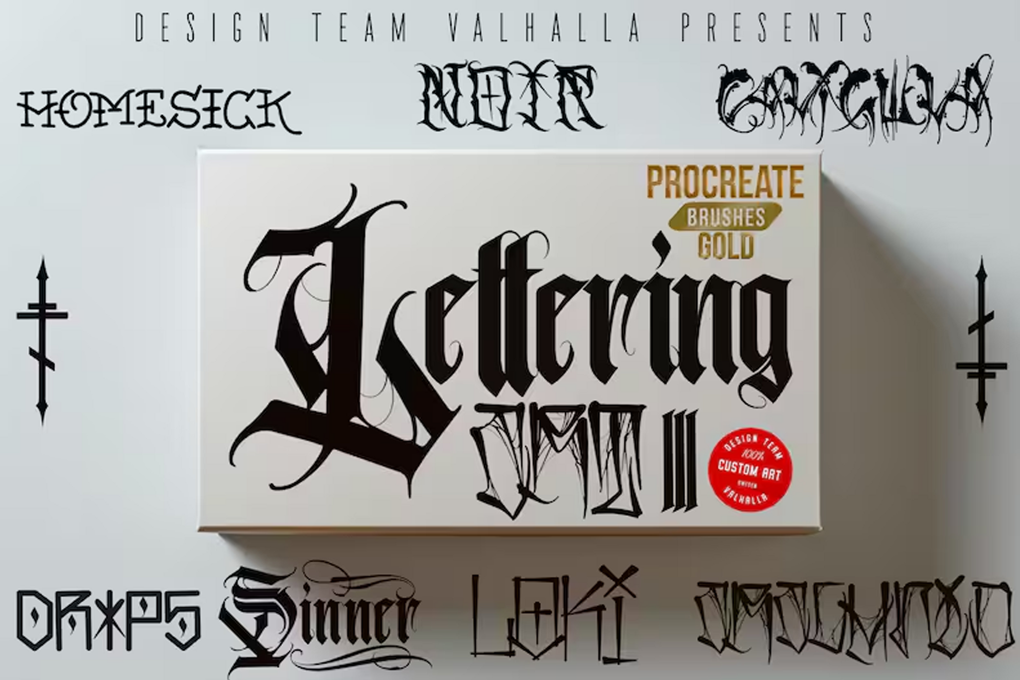 Procreate, Tattoo lettering vol.3 1000 stamps & brushes, mega bundle, creative lettering toolbox