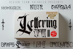 Procreate, Tattoo lettering vol.3 1000 stamps & brushes, mega bundle, creative lettering toolbox