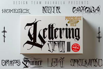 Procreate, Tattoo lettering vol.3 1000 stamps & brushes, mega bundle, creative lettering toolbox